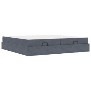Estructura de cama Gris oscuro 200 x 200 cm Terciopelo H