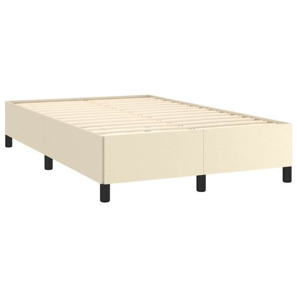 Estructura de cama sin colchón cuero sintético crema 120x190 cm M 3