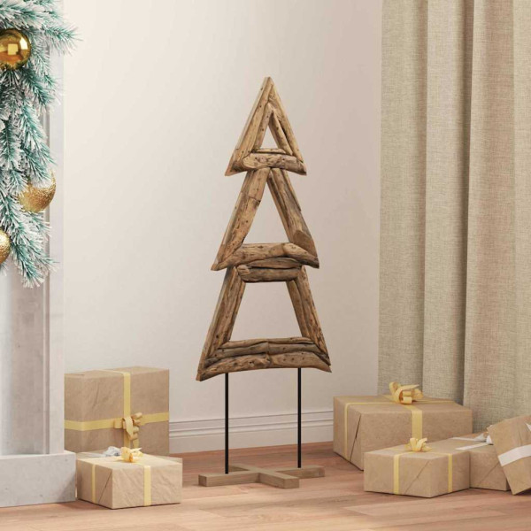 Árbol de Navidad con soporte Marrón 90 cm Madera de teca maciza D