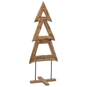 Árbol de Navidad con soporte Marrón 90 cm Madera de teca maciza H