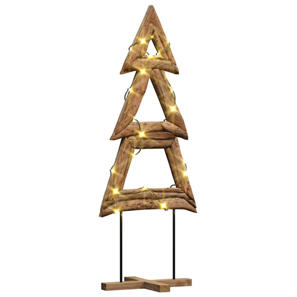 Árbol de Navidad con soporte Marrón 90 cm Madera de teca maciza M 3