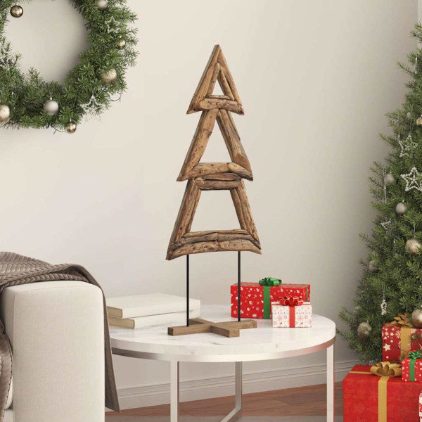 Árbol de Navidad con soporte Marrón 90 cm Madera de teca maciza M 4