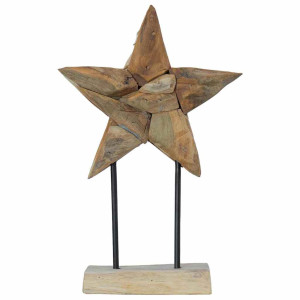 Estrella de Navidad Marrón 30 x 5 x 45 cm Madera de teca maciza H