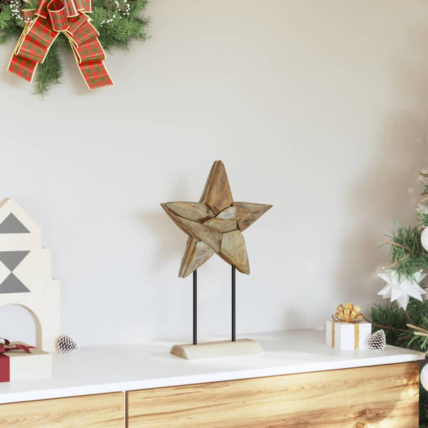 Estrella de Navidad Marrón 30 x 5 x 45 cm Madera de teca maciza M 3