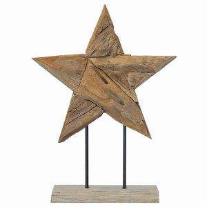 Estrella de Navidad Marrón 45 x 5 x 60 cm Madera de teca maciza H