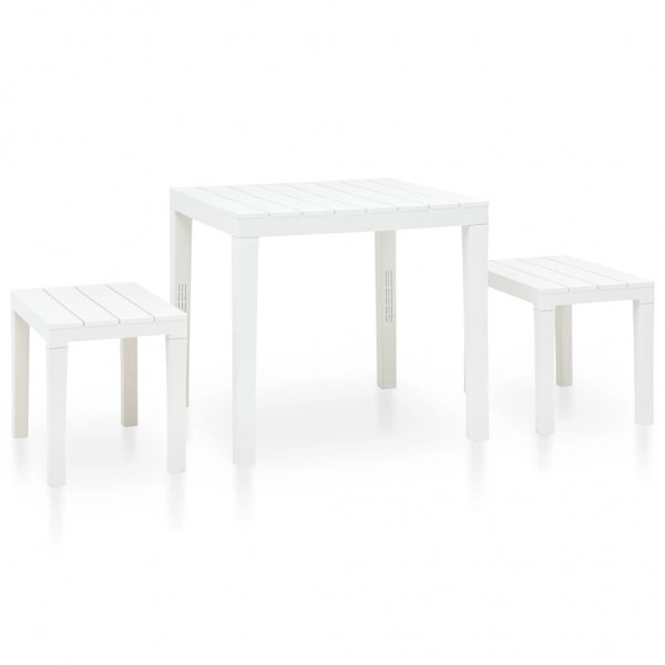 Mesa de jardín con 2 bancos plástico blanco D