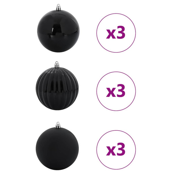 Juego de Esferas de Navidad 9 pcs Negro M 3