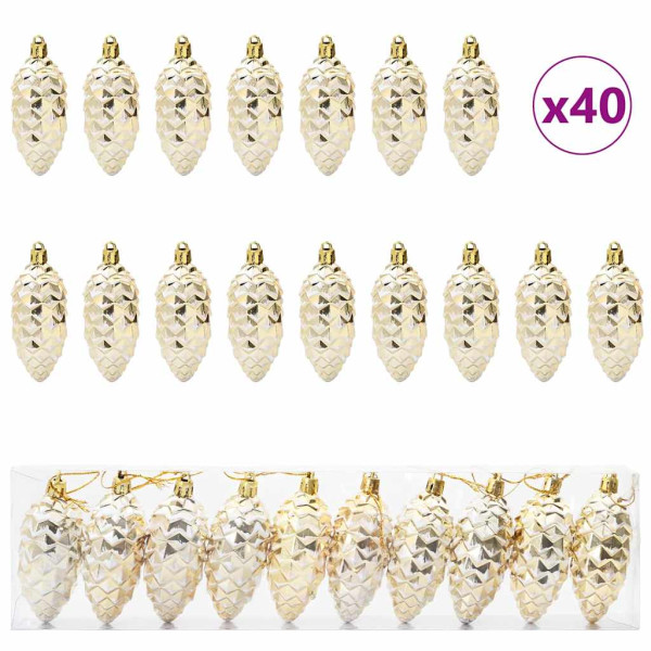 Decoración para Árbol de Navidad 40 pcs Dorado M 2