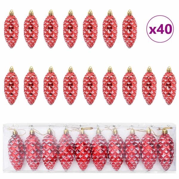 Decoración para Árbol de Navidad 40 pcs Rojo M 2