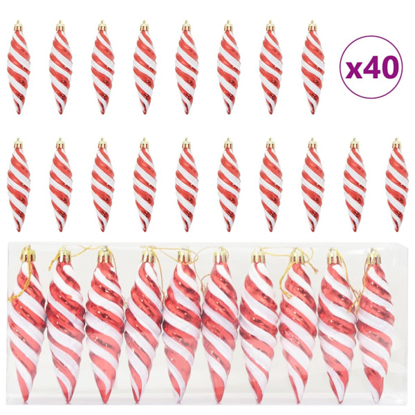 Decoración para Árbol de Navidad 40 pcs Rojo M 2