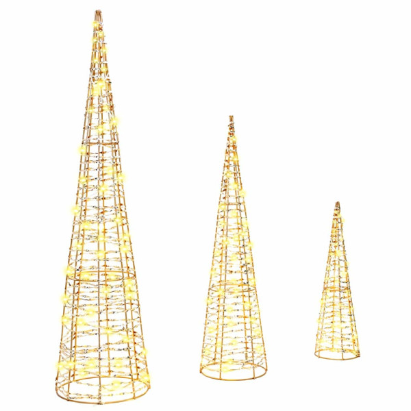 Árbol de Navidad con 90 LED 3 pcs cálido 40 cm 60 cm 80 cm PET D