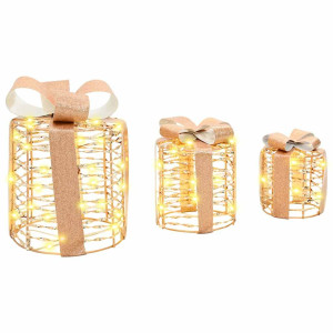 Decoración de caja de regalo 3 pcs cálido 12 cm 15 cm 20 cm PET H