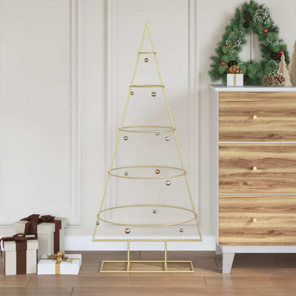 Árbol de Navidad de metal con soporte Dorado 125 cm D