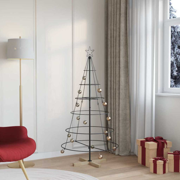 Árbol Cono de Navidad con soporte Negro 150 cm Acero D