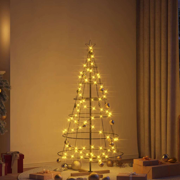 Árbol Cono de Navidad con soporte Negro 150 cm Acero M 4