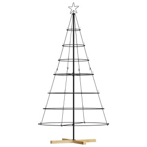 Árbol Cono de Navidad con soporte Negro 180 cm Acero H