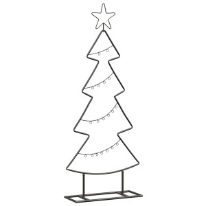 Árbol de Navidad de metal con soporte Negro 90 cm Acero H