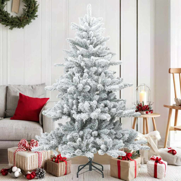 Árbol de Navidad Artificial Moderno Plegable con Nieve y Escarcha D