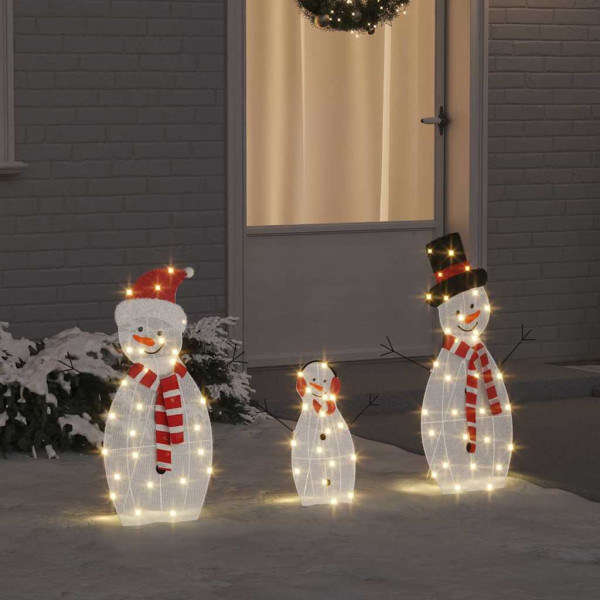 Familia de Muñecos de Nieve Iluminados 3 pcs Cálido Poliéster D