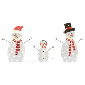 Familia de Muñecos de Nieve Iluminados 3 pcs Cálido Poliéster H