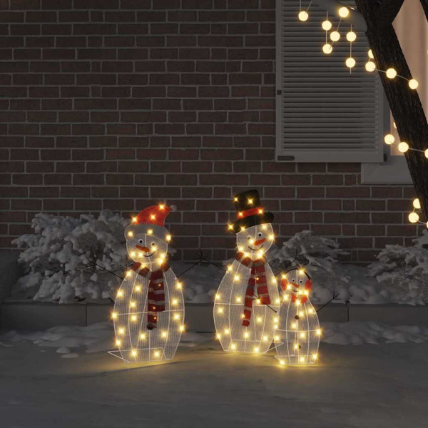 Familia de Muñecos de Nieve Iluminados 3 pcs Cálido Poliéster M 3