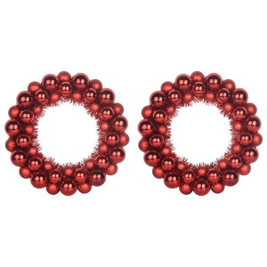 Coronas de Bolas de Navidad 2 pcs Rojo 33 x 33 x 7 cm H