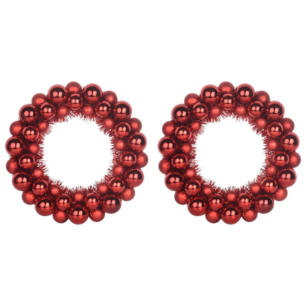 Coronas de Bolas de Navidad 2 pcs Rojo 33 x 33 x 7 cm M 2