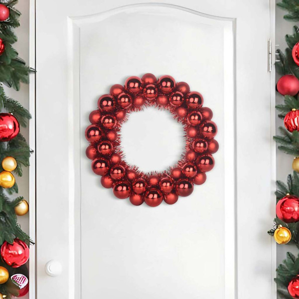Coronas de Bolas de Navidad 2 pcs Rojo 33 x 33 x 7 cm M 3