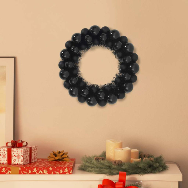 Coronas de Bolas de Navidad 2 pcs Negro 33 x 33 x 7 cm D