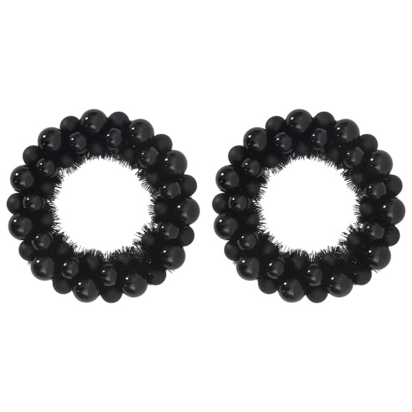 Coronas de Bolas de Navidad 2 pcs Negro 33 x 33 x 7 cm M 2