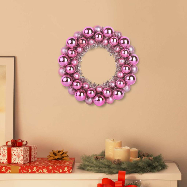 Coronas de Bolas de Navidad 2 pcs Rosa 33 x 33 x 7 cm D