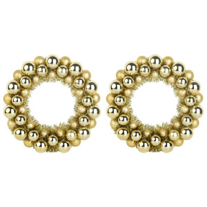 Coronas de Bolas de Navidad 2 pcs Dorado 33 x 33 x 7 cm H