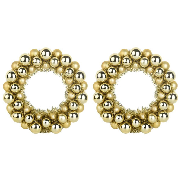Coronas de Bolas de Navidad 2 pcs Dorado 33 x 33 x 7 cm M 2