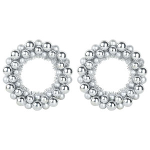 Coronas de Bolas de Navidad 2 pcs Plateado 33 x 33 x 7 cm H