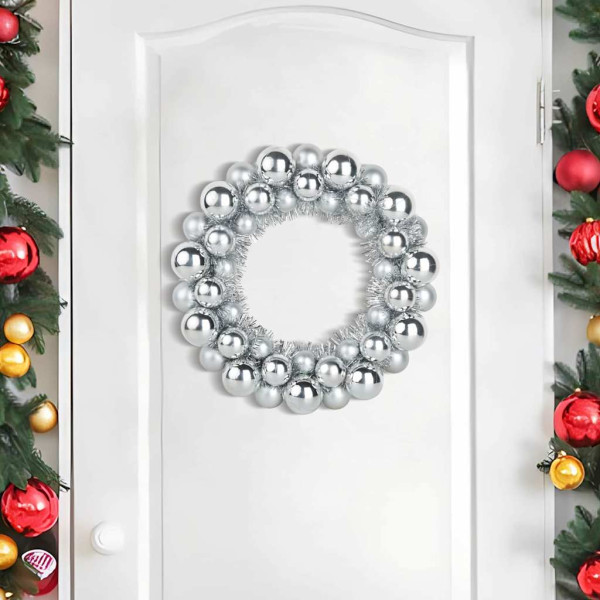 Coronas de Bolas de Navidad 2 pcs Plateado 33 x 33 x 7 cm M 3