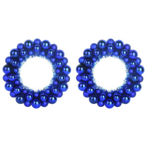 Coronas de Bolas de Navidad 2 pcs Azul 33 x 33 x 7 cm H