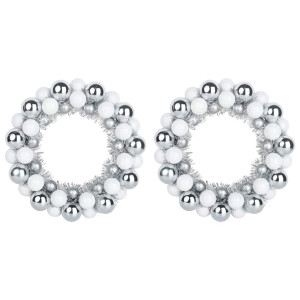 Coronas de Bolas de Navidad 2 pcs y Plata 33 x 33 x 7 cm H