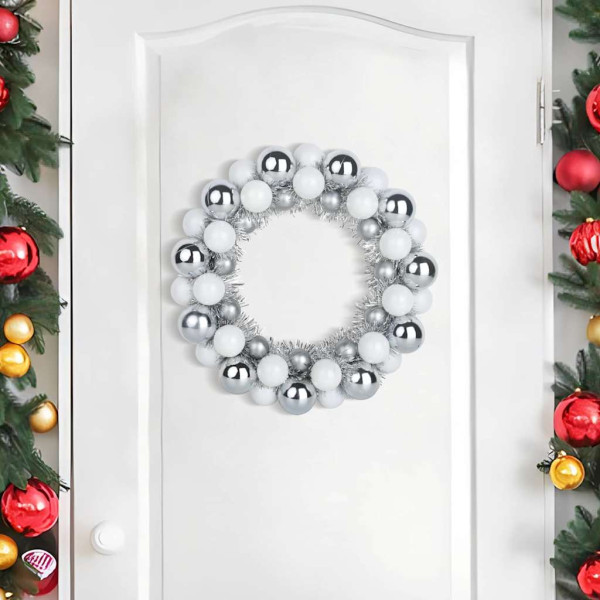 Coronas de Bolas de Navidad 2 pcs y Plata 33 x 33 x 7 cm M 3