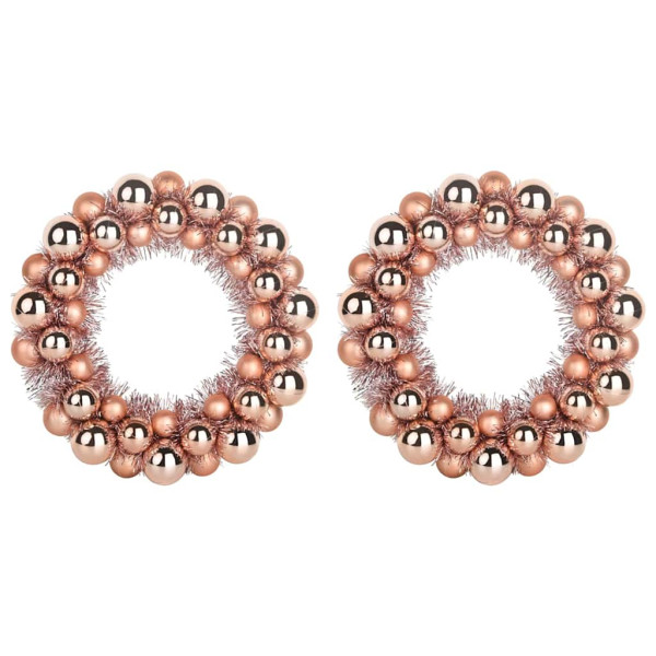 Coronas de Bolas de Navidad 2 pcs Rosa dorado 33 x 33 x 7 cm M 2