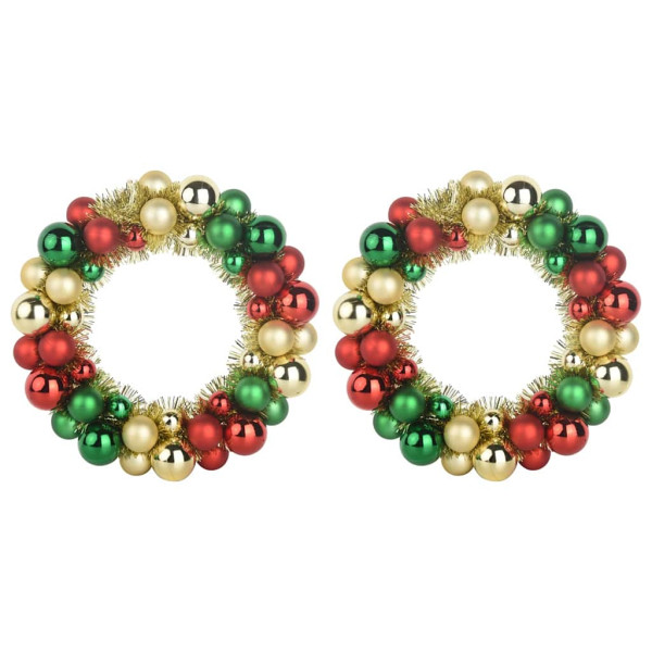 Coronas de Bolas de Navidad 2 pcs Multicolor 33 x 33 x 7 cm M 2