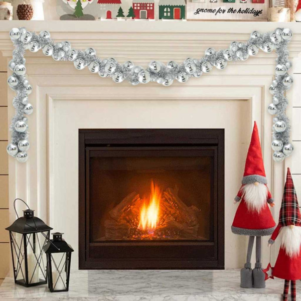 Guirnalda de Bolas de Navidad Plateado 186 cm Poliestireno D