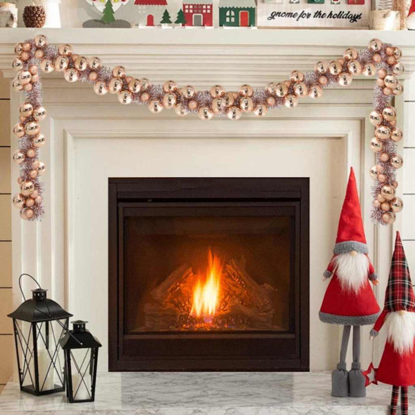 Guirnalda de Bolas de Navidad Rosa dorado 186 cm Poliestireno D