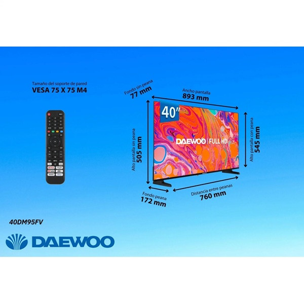 Smart TV DAEWOO 40" LED FHD 40DM95FV preto M 4