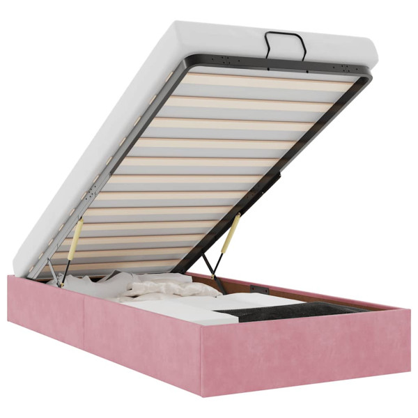 Estructura de cama otomana sin colchón terciopelo rosa 90x190cm M 2