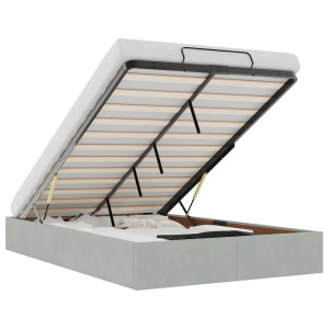 Estructura de cama otomana sin colchón terciopelo gris claro H