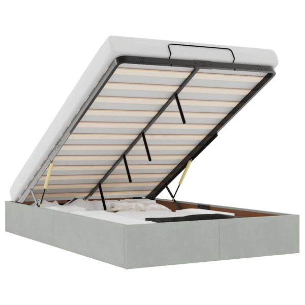 Estructura de cama otomana sin colchón terciopelo gris claro M 2