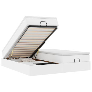 Estructura cama otomana colchones cuero sintético blanco H