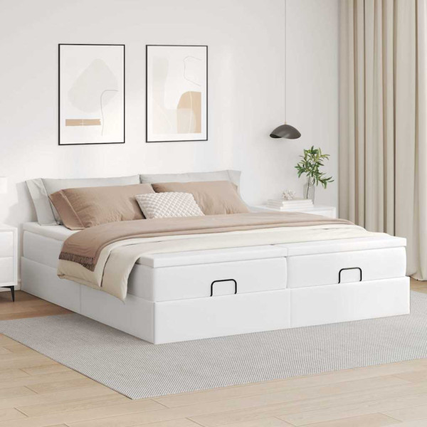 Estructura cama otomana colchones cuero sintético blanco M 3