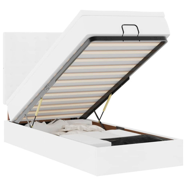 Cama otomana colchón cuero sintético blanco 80x200cm M 2