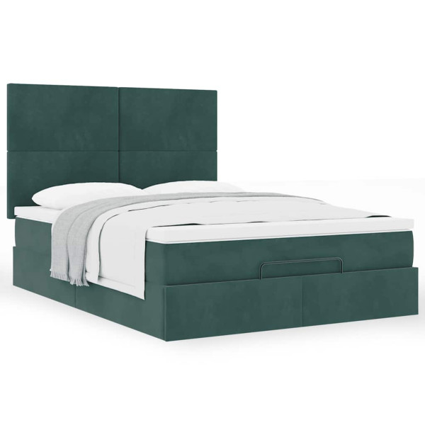 Estructura cama otomana colchones terciopelo verde oscuro M 4